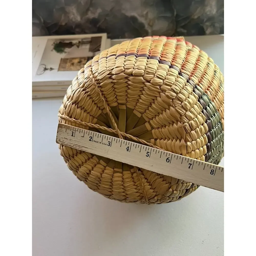 Handwoven Large Basket with Lid Double Handles